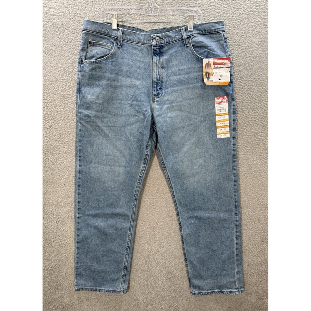 Wrangler‎ Jeans Mens 38x30 Blue Relaxed Fit Stretch Workwear Western Rancher NEW